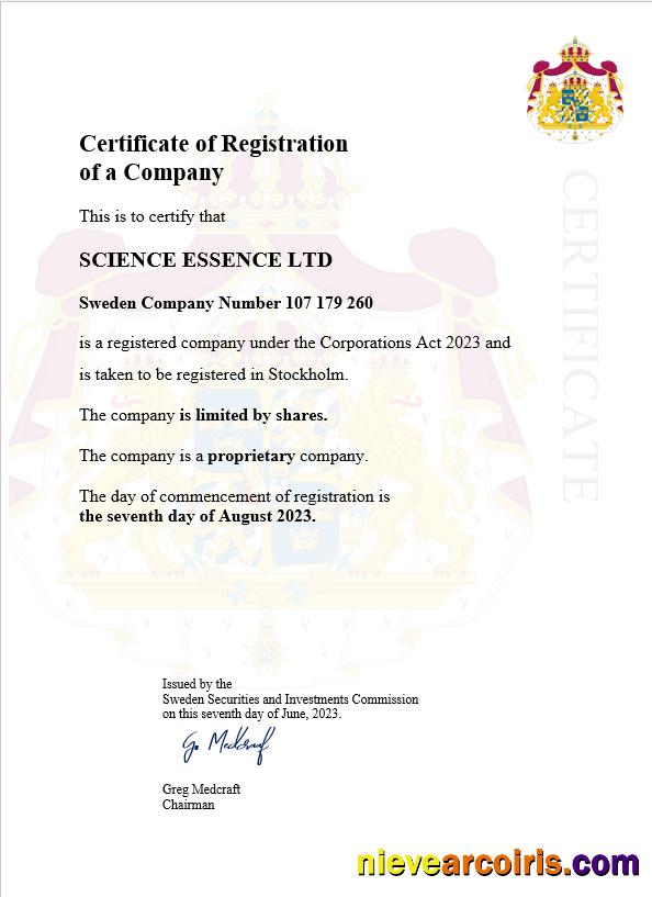 Sweden business registration certificate